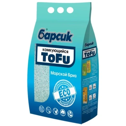 Наполнитель Барсик для кошачьих туалетов, комкующийся Tofu Морской бриз, 4,54 л фото 1