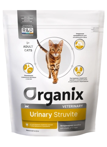 Сухой корм Organix Preventive Line URINARY Struvite для взрослых кошек  для растворения струвитных камней и предотвращения их рецидивов, 1.5 кг фото 1