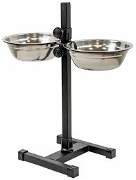 Миска Homepet для домашних животных, металлическая регулируемая подставка с мисками, 2 шт, диаметр 20 см, до 40 см, 1 л фото 1
