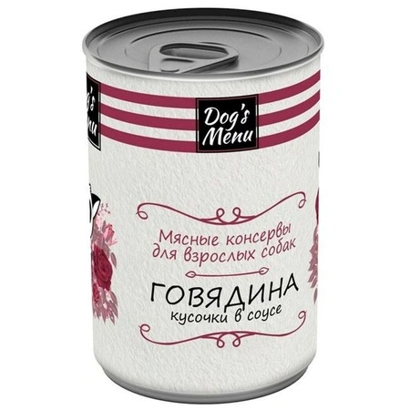 Влажный корм Dog`s Menu Beef для взрослых собак с говядиной кусочки в соусе, 750 г фото 1