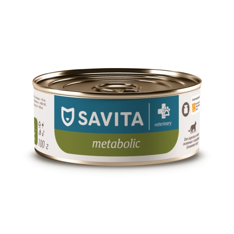 Влажный корм SAVITA Preventive Line Metaboliс для взрослых кошек для снижения веса и склонных к ожирению, 100 г фото 1