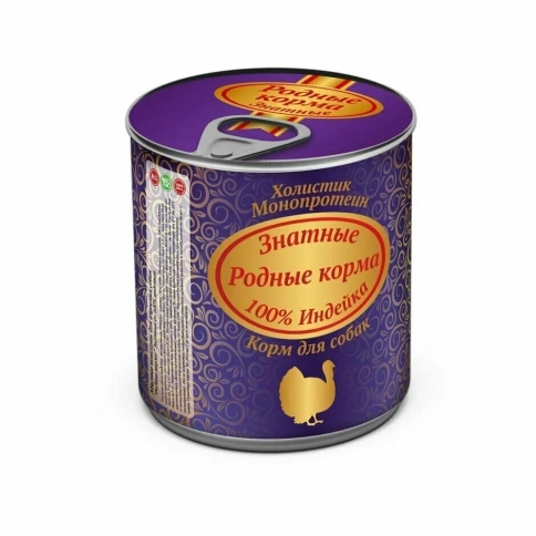 Влажный корм Родные корма знатные Turkey для собак, с индейкой, 340 г фото 1