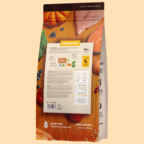 Сухой корм NOW'KITCHEN Turkey, Duck, Salmon & Vegetables для щенков малых пород, с индейкой, уткой, лососем и овощами, 9,98 кг фото 2