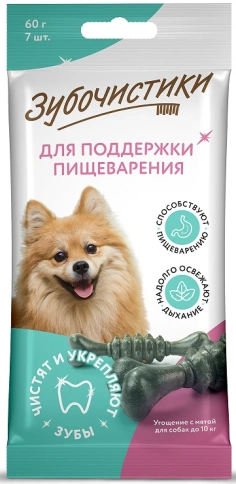 Лакомство Зубочистики мелких пород для собак с мятой, 60 г фото 1