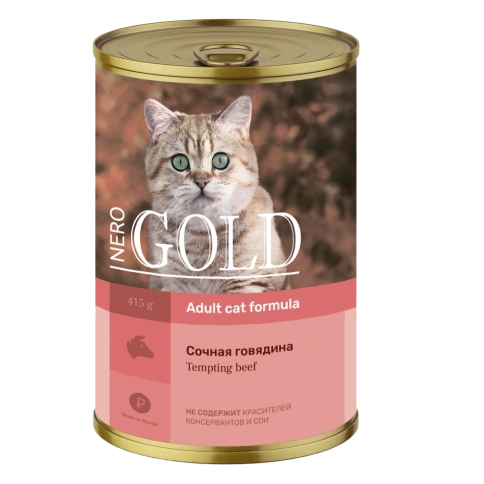 Влажный корм Nero Gold Beef для кошек "Сочная говядина", 415 г фото 1