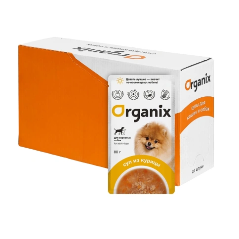 Влажный корм Organix Preventive Line суп Chicken, Vegetables & Rice для взрослых собак, с курицей, овощами и рисом, 80 г фото 1