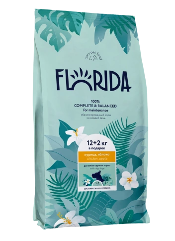 Сухой корм FLORIDA Maxi Adult Chicken & Apple для взрослых собак крупных пород, с курицей и яблоком, 14 кг фото 1