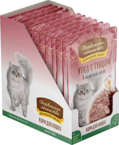 Влажный корм Деревенские Лакомства для кошек, с уткой и тунцом, 70 г фото 3
