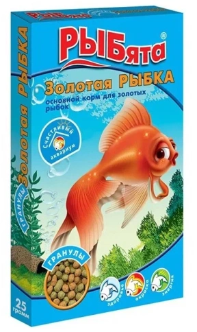 Корм для рыб Рыбята золотая рыбка для золотых рыбок в гранулах, 25 г фото 1