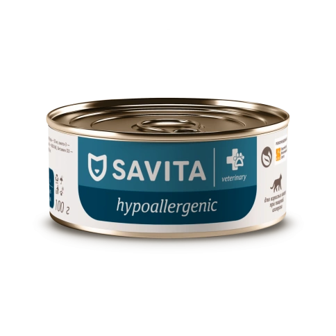 Влажный корм SAVITA Preventive Line Hypoallergenic для взрослых кошек при пищевой аллергии, 100 г фото 1