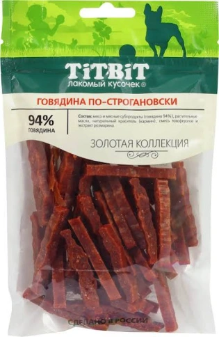 Лакомство Titbit Золотая коллекция говядина по-строгановски для собак, 80 г фото 1