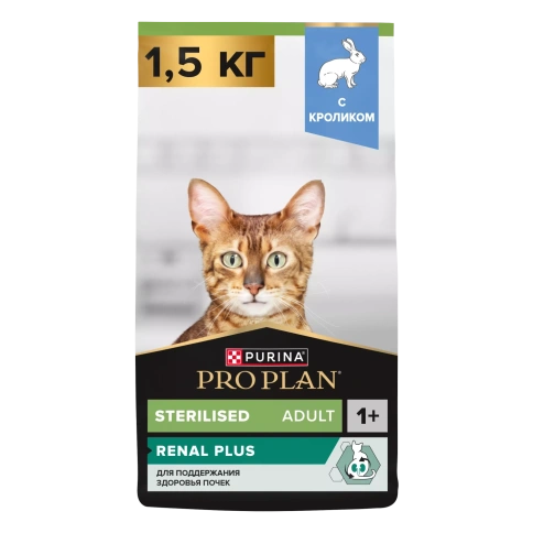Сухой корм PRO PLAN Rabbit для взрослых стерилизованных кошек и кастрированных котов старше 1 года, с кроликом, 1,5 кг фото 1