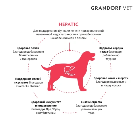 Сухой корм Grandorf Veterinary Hepatic для собак при заболеваниях печени, 1 кг фото 2