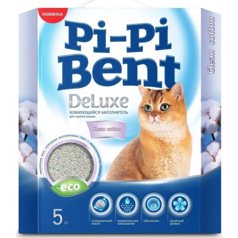 Наполнитель Pi-Pi Bent DeLuxe Clean Cotton для кошачьих туалетов, комкующийся, 12 л фото 1