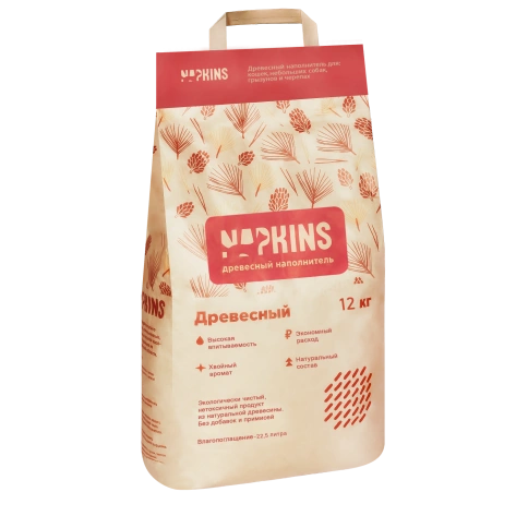 Наполнитель Napkins для кошачьего туалета, древесный, 22.5 л фото 1
