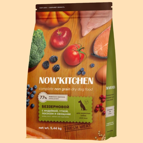Сухой корм NOW'KITCHEN Fresh Adult Turkey, Duck & Salmon для взрослых собак со свежей индейкой,уткой, с индейкой, уткой и лососем, 5,44 кг фото 1