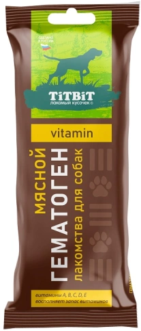 Лакомство Titbit Vitamin гематоген мясной для собак, 35 г фото 1