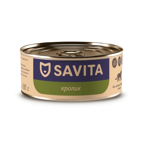 Влажный корм SAVITA для стерилизованных кошек с кроликомом, 100 г фото 1