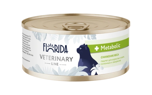 Влажный корм Florida Veterinary диетический Metabolic для взрослых кошек для снижения веса, склонных к ожирению, 100 г фото 1