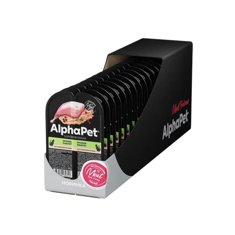Влажный корм ALPHAPET Superpremium ламистер паштет Rabbit для стерилизованных кошек, с кроликом, 80 г фото 2