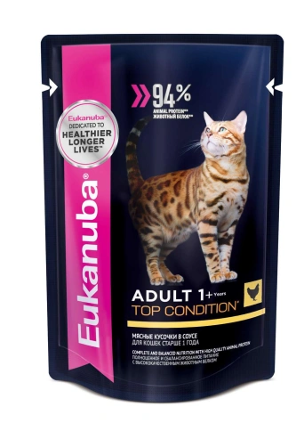 Влажный корм Eukanuba Top Condition Chicken для взрослых кошек, с курицей, 85 г фото 1