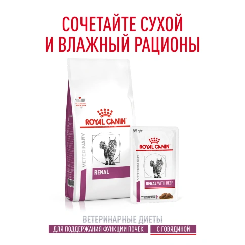 Влажный корм Royal Canin Renal with Beef в соусе для кошек при заболеваниях почек, с говядиной, пауч, 85 г фото 10