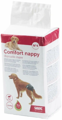 Подгузники SAVIC Comfort Nappy для собак, №4 черные 40-, 12 шт, 48 см фото 1
