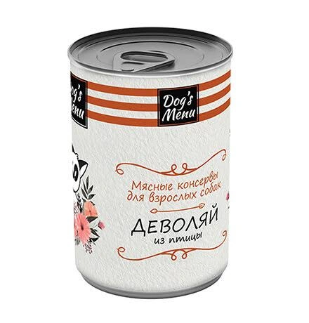 Влажный корм Dog`s Menu для взрослых собак деволяй из птицы, 340 г фото 1
