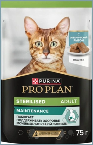 Влажный корм PRO PLAN Fish для стерилиз. кошек, Океан. рыба, паштет, 75 г фото 1
