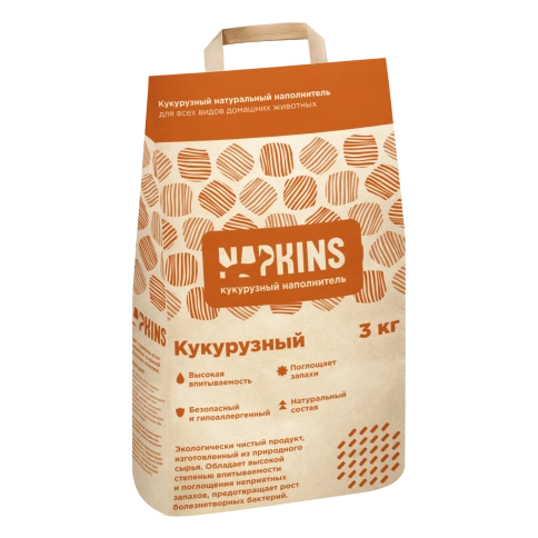 Наполнитель Napkins для кошачьего туалета, кукурузный, 4,2 л фото 1