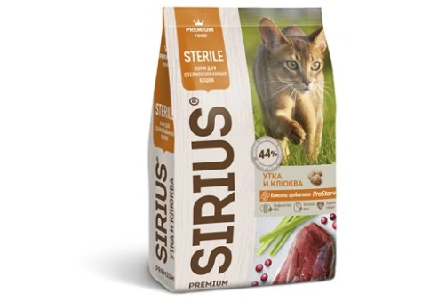 Сухой корм SIRIUS Duck & Cranberry для стерилизованных кошек утка с клюквой, 1,5 кг фото 1