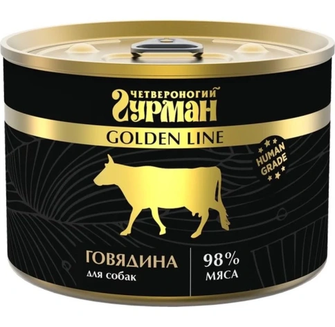 Влажный корм Четвероногий Гурман Golden line Beef для собак, с говядиной в желе, 525 г фото 1