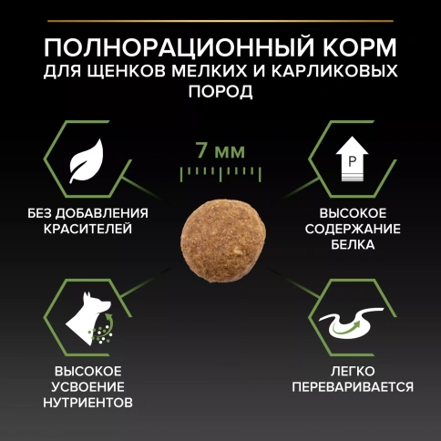 Сухой корм PRO PLAN Chicken для щенков мелких и карликовых пород, с высоким содержанием курицы, 7 кг фото 3