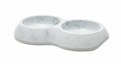 Миска SAVIC Delice Double Marble для животных, мраморно-серая с белым, пластиковая, 2 шт, 0,2 л фото 1