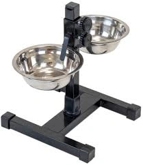 Миска Homepet для домашних животных, металлическая регулируемая подставка с мисками, 2 шт, диаметр 13 см, до 25 см, 0,25 л фото 1