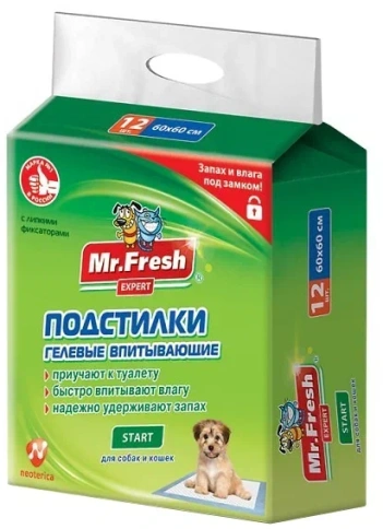Подстилки Mr.Fresh Start Expert для ежедневного применения, 12 шт, 60 см х 60 см фото 1