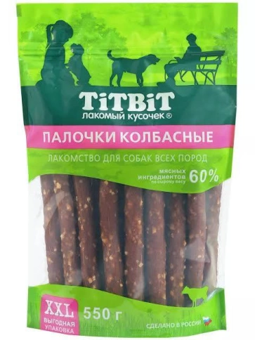 Лакомство Titbit палочки колбасные для собак, 550 г фото 1