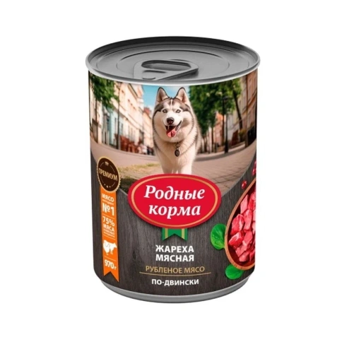 Влажный корм Родные корма для собак, жареха мясная по-двински, 970 г фото 1