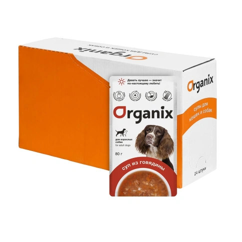 Влажный корм Organix Preventive Line суп Beef, Vegetables & Rice для взрослых собак, с говядиной, овощами и рисом, 80 г фото 1