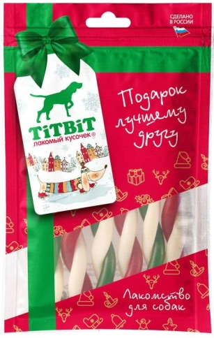 Лакомство Titbit Новогоднее твистер рождественский для собак, 80 г фото 1
