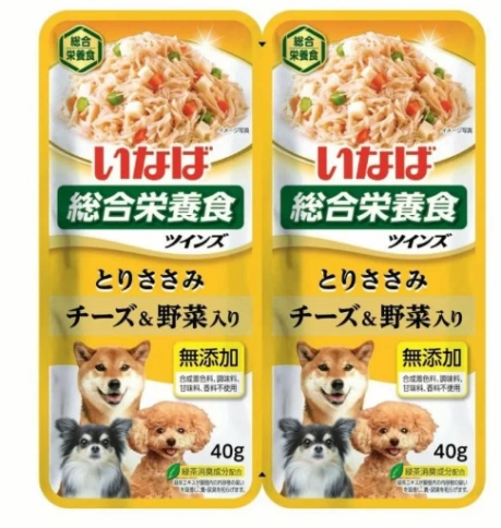 Влажный корм Inaba Twins Vegetables для собак, с овощами и сыром в желе, 40 г фото 1