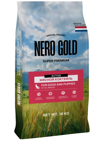 Сухой корм NERO GOLD для собак и щенков "Мясной коктейль", 18 кг фото 1