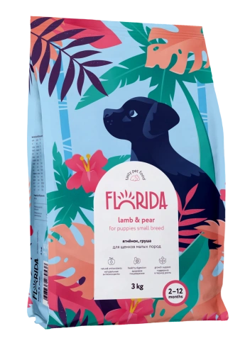 Сухой корм FLORIDA Small Puppy Lamb & Pear для щенков малых пород, с ягненком и грушей, 3 кг фото 1