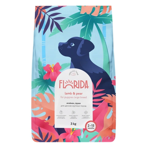 Сухой корм FLORIDA Maxi Junior Lamb & Pear для щенков крупных пород, с ягненком и грушей, 3 кг фото 1