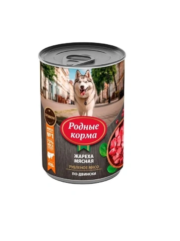 Влажный корм Родные корма для собак, жареха мясная по-двински, 410 г фото 1