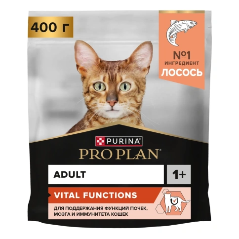 Сухой корм PRO PLAN Salmon для взрослых кошек, с высоким содержанием лосося, 400 г фото 1