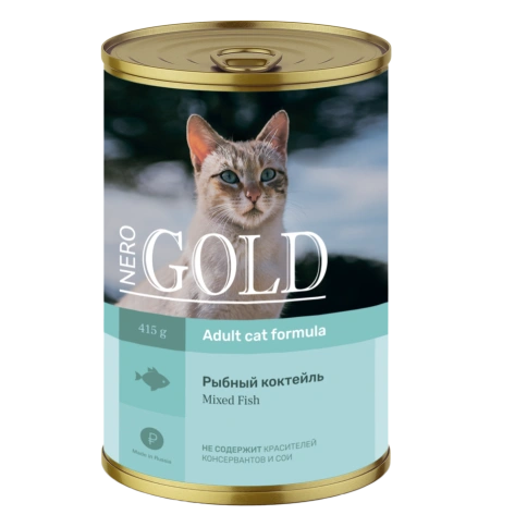 Влажный корм Nero Gold Fish для кошек "Рыбный коктейль", 415 г фото 1