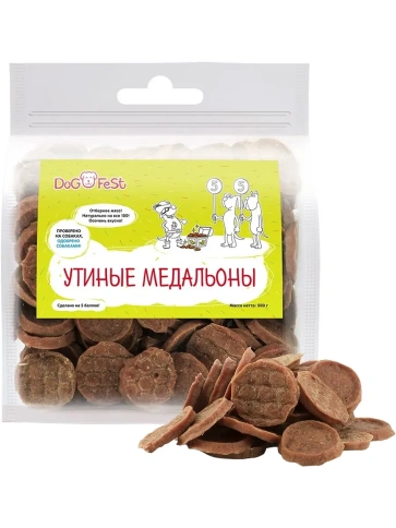 Лакомство Dog Fest медальоны с уткой, 500 г фото 2