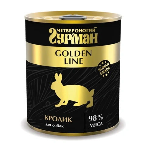 Влажный корм Четвероногий Гурман Золотая линия Rabbit для собак, кролик натуральный в желе, 340 г фото 1