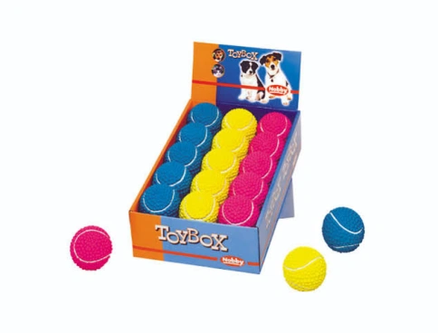 Игрушка NOBBY для собак, дисплей, мяч теннисный, 15 шт, 6,5 см фото 1